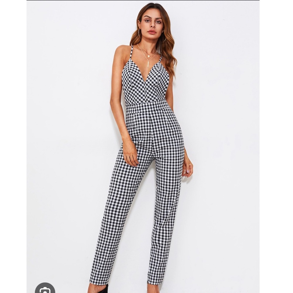 Criss cross backless jumpsuit